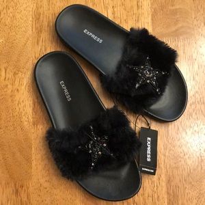 Express black slippers NWT size 6